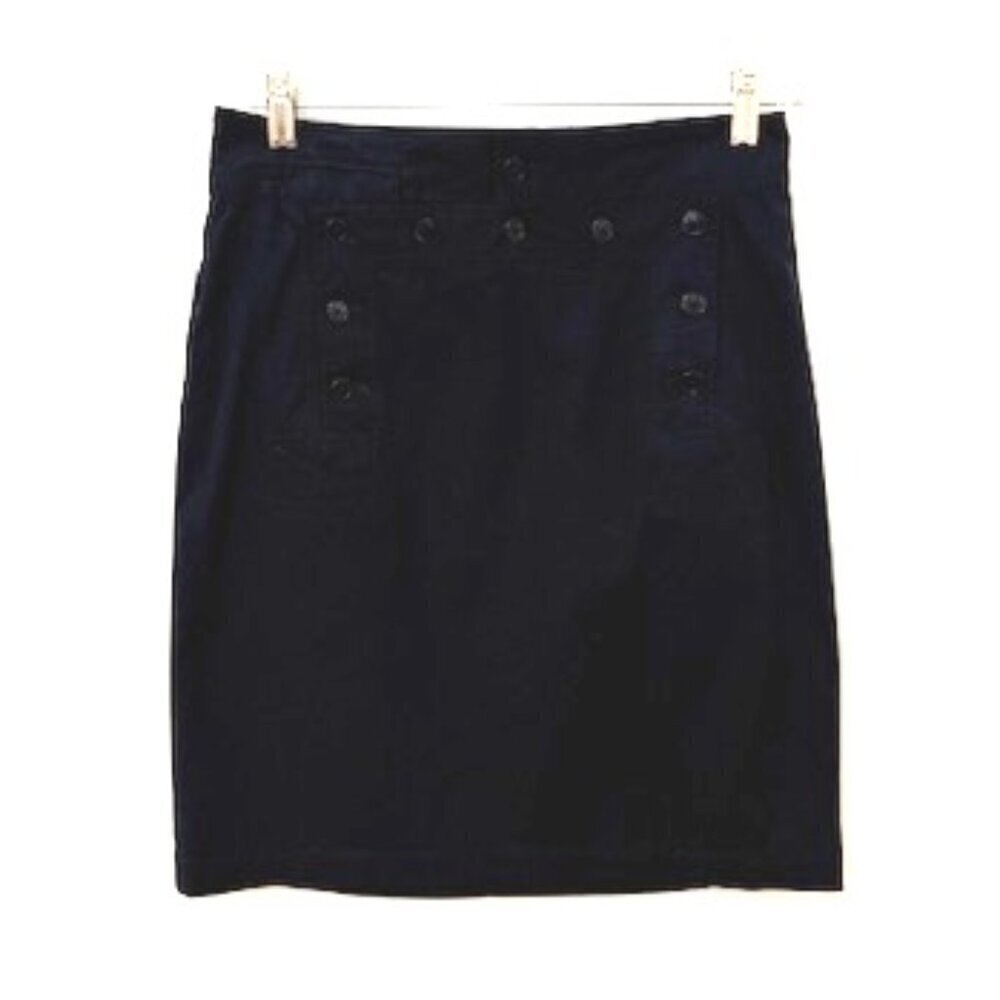 Lauren Ralph Lauren Nautical Sailor Style Skirt Button Front Corset Back Blue 4